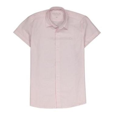 Imagem de Camisa Infantil Menino Curta em Linho Logo Ogochi Rosa-Masculino