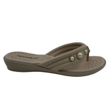 Imagem de Tamanco Rasteira Piccadilly com Enfeite Bege 500402 - Marfim 34-Feminino