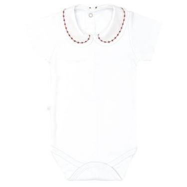 Imagem de Body Bebê Menino Gola Padre Branco Detalhe Vermelho Fofinho-Masculino