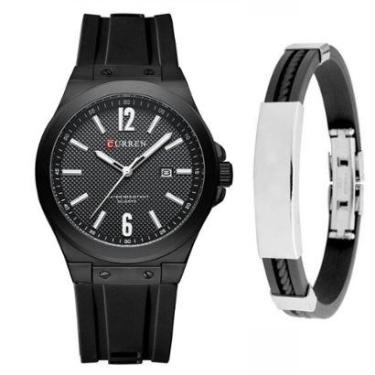 Imagem de Relógio Curren Masculino Social Luxo + Pulseira De Silicone-Masculino