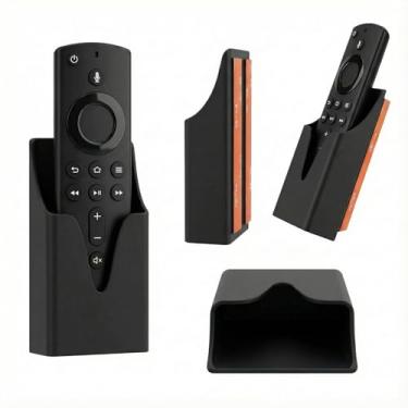 Imagem de Suporte para Controle Remoto TV e Ar Condicionado de Parede Universal, Organizador 3M Sem Furo, Design Minimalista (Preto)