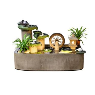 Imagem de Decoração de água de lago de peixes de pátio independente, fonte de água circulante de jardim, decoração de jardim de escritório paisagem pátio