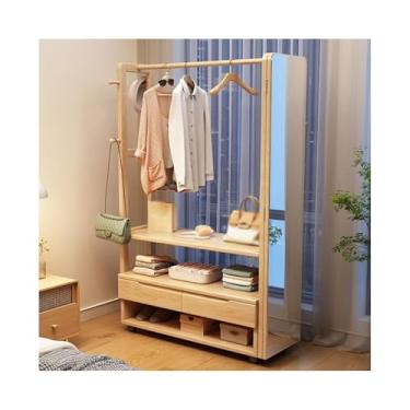 Imagem de KEG801302 Cabide de roupas de corredor cabide de chão porta de entrada área de pendurar madeira maciça cabideiro de casaco leve quarto cabide chapéu suporte (cor madeira, pequeno)