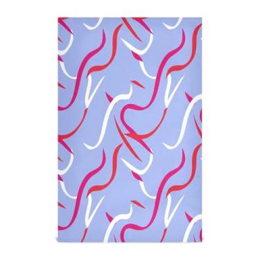 Imagem de Wassud Toalhas de prato de cozinha com linhas curvas vermelhas e brancas 1 pacote de panos de prato macios com laço para pendurar toalha de mão de secagem rápida super absorvente toalhas de chá de