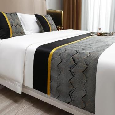 Imagem de Cachecol de corredor de cama de hotel moderno decoração de cama macia para a pele toalha de cama elegante colcha de cama proteção para quarto solteiro queen king tamanho preto ||50 x 210 cm para cama