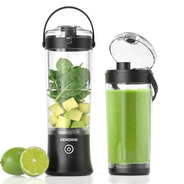 Imagem de DENOKIN Liquidificador Portátil com Tampa de Bebida, 500 ml Mini Batedeira em Caminho Recarregável com USB-C Smoothie Maker Sem Fio para Fazer Smoothies, Shakes, Preto