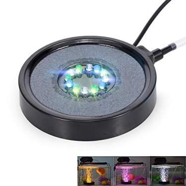 Imagem de Luz de Bubbler Aquário com Disco Pedra Ar LED Mudança Cor Automática Tanque Peixes 2-em-1 para Aumento Oxigênio Lâmpada Econômica Esmalte Sinterizado