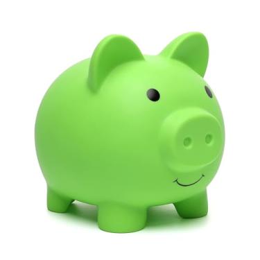 Imagem de Cofrinho fofo, cofrinho para meninos e meninas, banco de dinheiro de plástico à prova de estilhaçamento infantil, pote de economia de presente de brinquedo infantil... (verde)