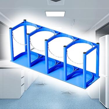 Imagem de Suporte para tanque de oxigênio pequeno - Rack de armazenamento de tanque de oxigênio durável com corrente, suporte de garrafa de gás para laboratório, clínica, hospital (L-75 cm/29,5")