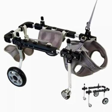 Imagem de Cadeira de rodas ajustável para cães para pernas dianteiras e traseiras - Carrinho de animal de estimação de suporte completo com cintos macios, carrinho de 4 rodas para recuperação e treinamento de