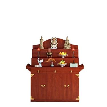 Imagem de Mesa de oferta Mandir, mesa de incenso, mesa de Buda, novo estilo chinês, queimador de incenso de três andares, salão central, bodisatva Gongtai Guanyin, mesa de oferecimento de deus da riqueza, altar