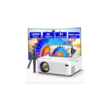 Imagem de Mini projetor com Bluetooth, projetor de telefone conectado, projetor 1080p 4k, projetor de filmes portátil para ambientes externos/domésticos, compatível com Android/iOS/PS5/TV sticklaptop/USB/HDMI