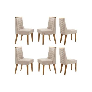Imagem de Kit 6 Cadeiras de Cozinha Dafne 6 Un Naturalle/Suede Creme - Rufato