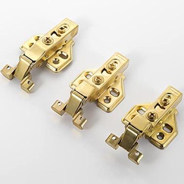 Imagem de Dobradiça de porta de vidro, dobradiças hidráulicas, amortecedores de porta de armário de liga de alumínio, 3 peças, dourado