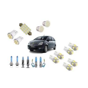 Imagem de Farol Meriva + Kit Led Super Branca Teto/Farol/Placa/Ré