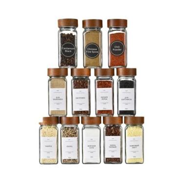 Imagem de Pote De Vidro Quadrado De 40oz Para Temperos Com Tampa De Madeira De A