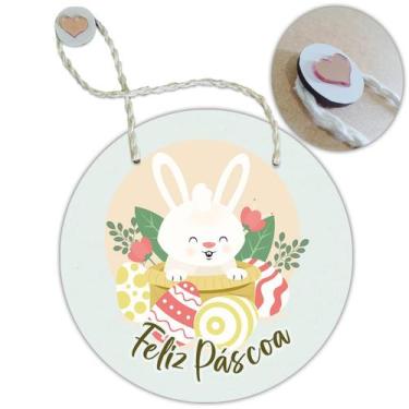 Imagem de Placa Porta com Alça Feliz Páscoa Coelho Coelha Ovo Guirlanda 19cm - R