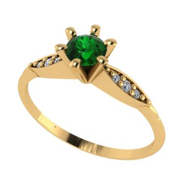 Imagem de Anel solitario canoa esmeralda e diamantes ouro 18k