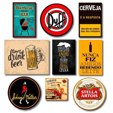 Imagem de Kit Placas Decorativas Bebidas Frases Mdf - 9 Placas