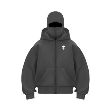 Imagem de Moletom Unissex Com Capuz Duplo E Zíper Frontal, Balaclava, Roupa Quen