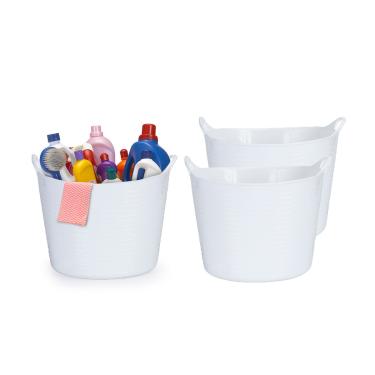 Imagem de Cesto Organizador Balde Branco Roupa Brinquedos 3un de 30L