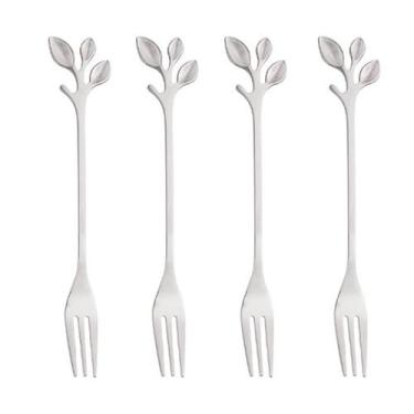 Imagem de Jogo 4 Garfos para petisco Leaves Aço Inox Prata Wolff