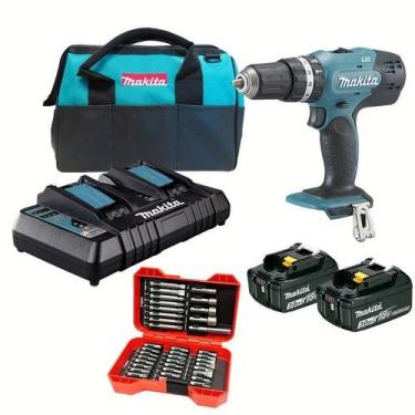 Imagem de Parafusad 18V Makita Dhp453Z 2Bat 3A + Carregad 127V + Bits