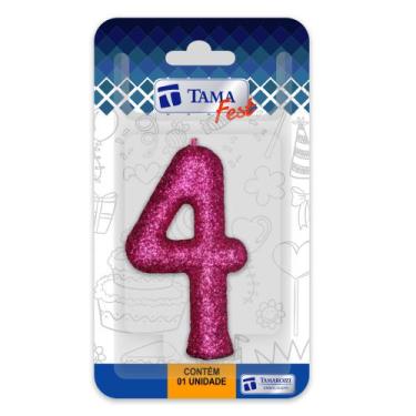 Imagem de Vela de aniversário Número Pink Nº 4 com 10 un. - TAMAROZZI EMBALAGENS
