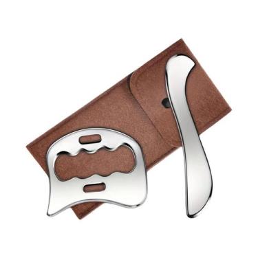 Imagem de Ferramenta De Massagem Gua Sha Em Aço Inoxidável, Raspador Muscular, F