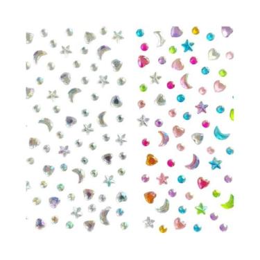 Imagem de Adesivos Kawaii 3D Com Strass Em Formato De Estrela, Lua E Coração Par