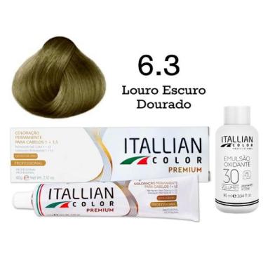 Imagem de Kit Coloração Itallian Color 6.3 Louro Escuro Dourado + Oxi 30