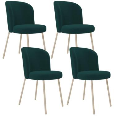 Imagem de Kit 04 Cadeiras Para Sala de Jantar Cozinha Estofada Gavi Arena L02 Bouclê Verde - Lyam Decor