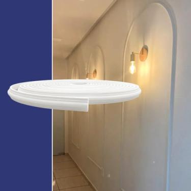 Imagem de Boiserie Moldura Rodameio Eva Autocolante Flexível Sirius 2,4cmx1cm Branco - 10 Metros