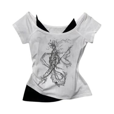 Imagem de Camiseta Casual Feminina Estilo Y2K Doce E Sexy Com Estampa De Desenho