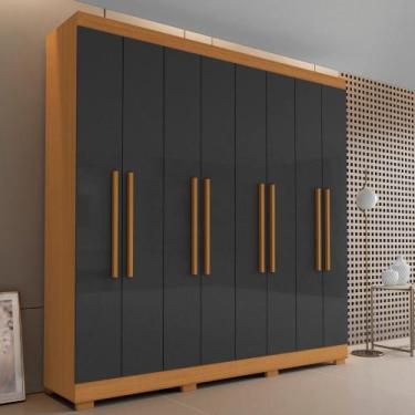 Imagem de Guarda Roupa Casal 8 Portas com Pés Dubai Aramóveis, Cinamomo/Grafite