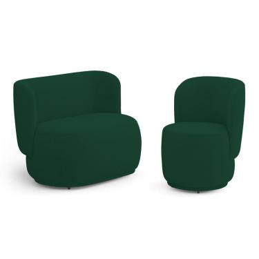 Imagem de Poltrona e Namoradeira Orgânica Molly Bouclê Verde - Desk Design