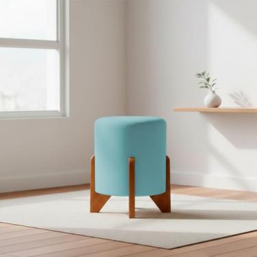 Imagem de Puff Decorativo Eloah Redondo Assento Extra para Sala Quarto Suede Puf