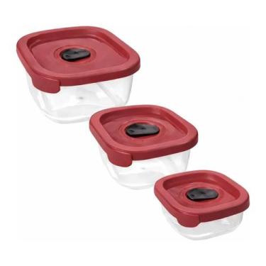 Imagem de Kit Pote Plástico Encaixáveis Transparente Com Tampa Válvula - - PLASU