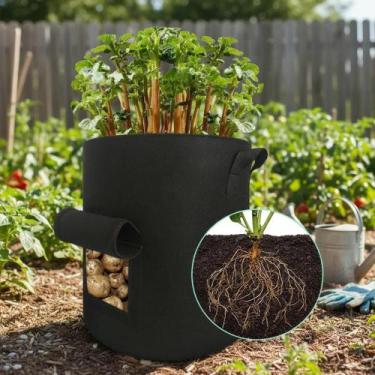 Imagem de Kit 2 Sacos Feltro 30 Litros Bag Plantio De Batata Legumes - Allgreen