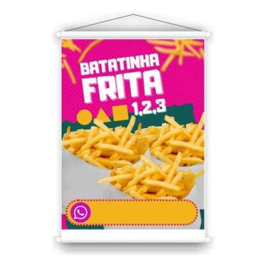 Imagem de Banner em lona para Batata frita com preço editável. Uso interno e ext