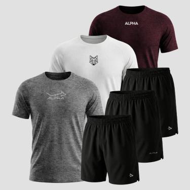 Imagem de Kit 6 Peças Dry 3 Camisetas e 3 Bermudas Alpha Co-Masculino