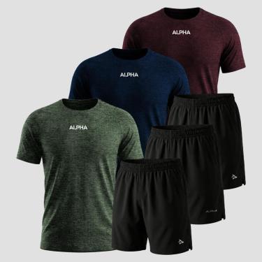 Imagem de Kit 6 Peças Dry 3 Camisetas e 3 Bermudas Alpha Co-Masculino