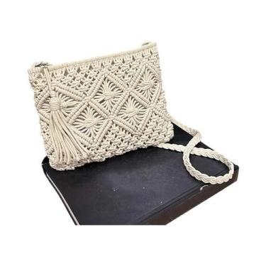 Imagem de Bolsa Transversal De Ombro Feminina De Verão Em Palha Com Franjas E De