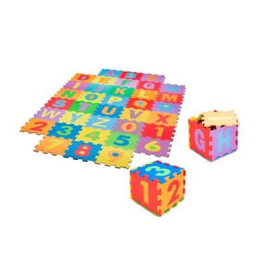 Imagem de Tatame Tapete Infantil Alfanumérico Colorido 36 Peças 28x28cm 8mm Evam