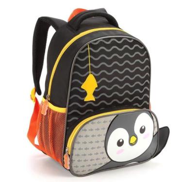 Imagem de Mochila de Costas Infantil Sereia Tubarão Baleia e Pinguim Mala Bolsa 