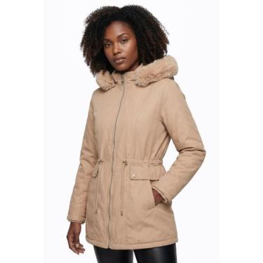 Imagem de Parka feminina resinada dupla face com pelo 61469 - - Fluffy, Bege, P