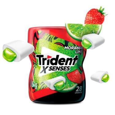 Imagem de Chiclete Trident X Senses Sabor Morango Lime Sem Açúcar 54g