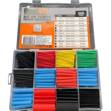 Imagem de Espaguete Isolante Termo Retrátil Colorido Kit Com 560 Peças - Bestfer