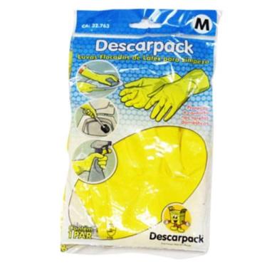 Imagem de Luvas de látex para limpeza amarela m descarpack - 1 par - Descarpack 