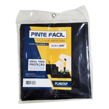 Imagem de KIT 2 Lona Protetora Plástica Preta 5x4 20m² Pinte Fácil - PLASITAP